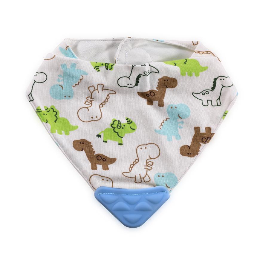 Baveta tip bandana cu jucarie dentitie bumbac blue - 2 | YEO