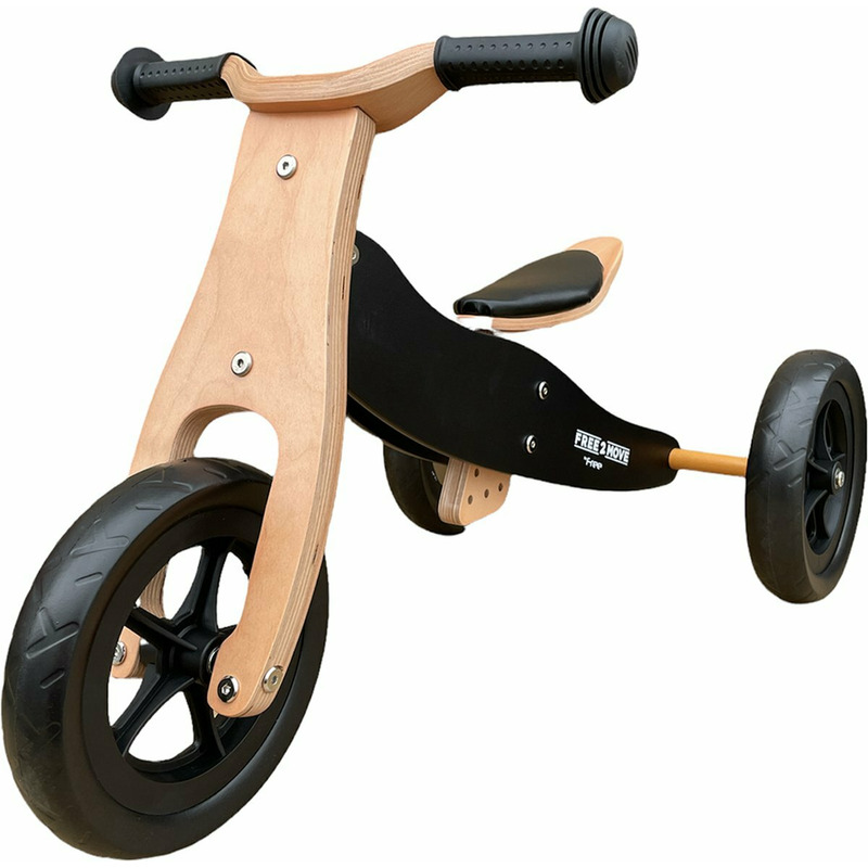Bicicletatricicleta fara pedale Free2Move din lemn 2 in 1 brownblack 1-3 ani - 1