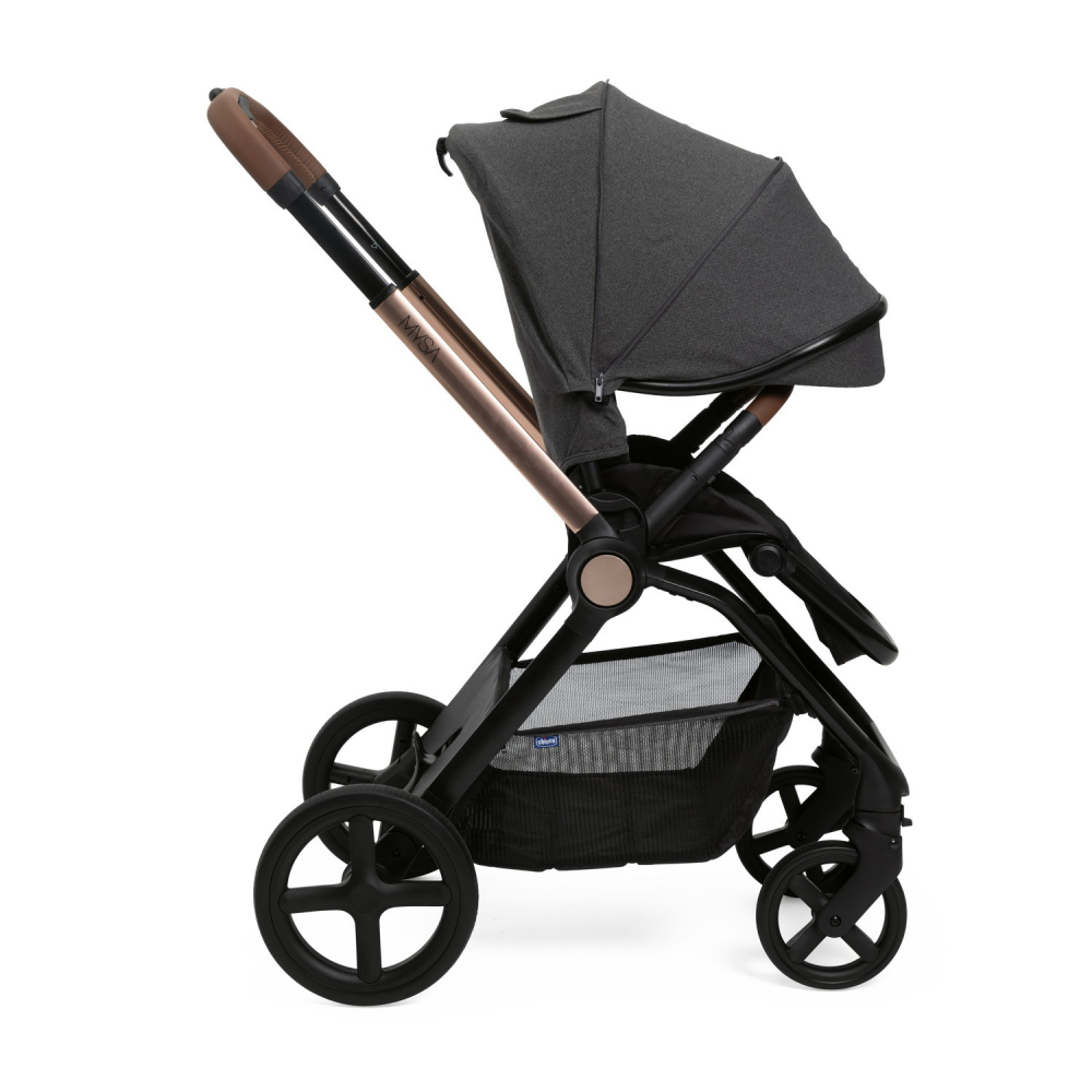 Carucior copii duo Chicco Mysa de la nastere pana la 22Kg Black Satin - 1