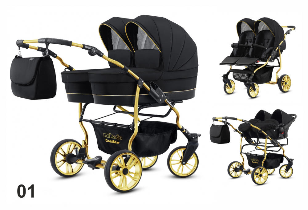 Carucior 3 in 1 pentru gemeni Mikado Goldstar GS-01