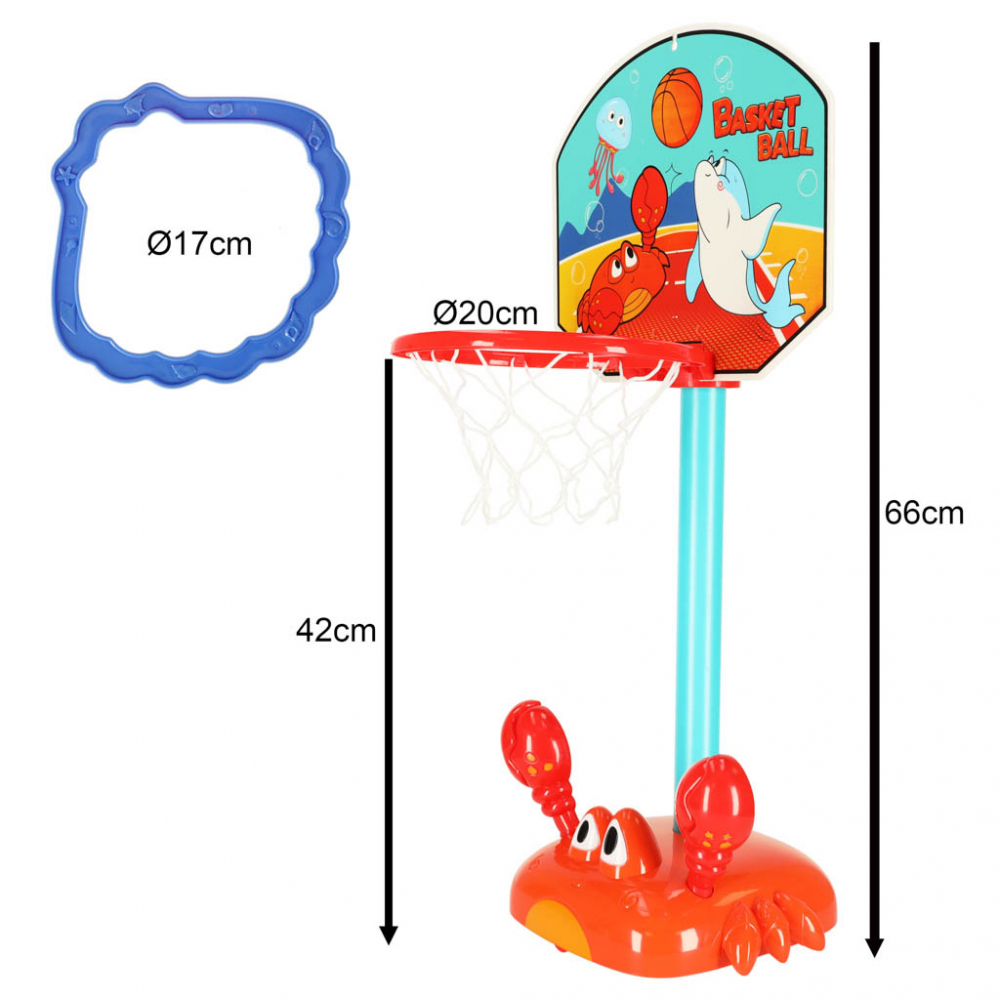 Cos de baschet pentru copii 2 in 1 cu Minge inclusa Crab - 5