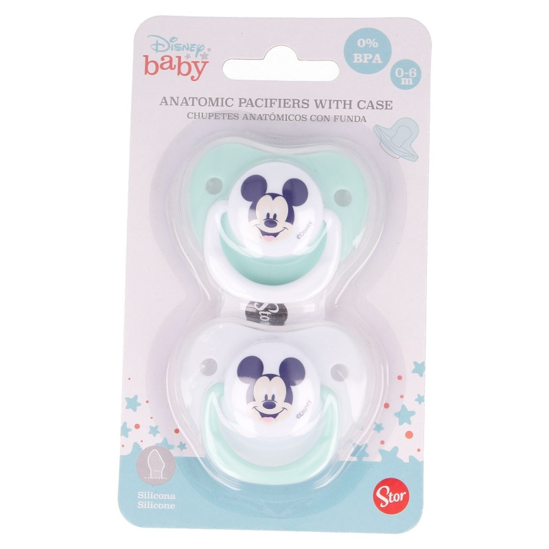 Set 2 suzete ortodontice Disney Mickey din silicon cu capac de protectie 0-6 luni - 2 | YEO