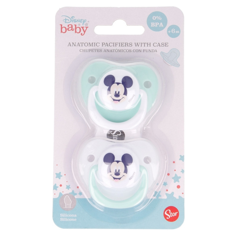 Set 2 suzete ortodontice Disney Mickey din silicon cu capac de protectie 6 luni+ - 1 | YEO