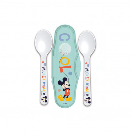 Set de 2 linguri si cutie de transport Disney Mickey - 1 | YEO