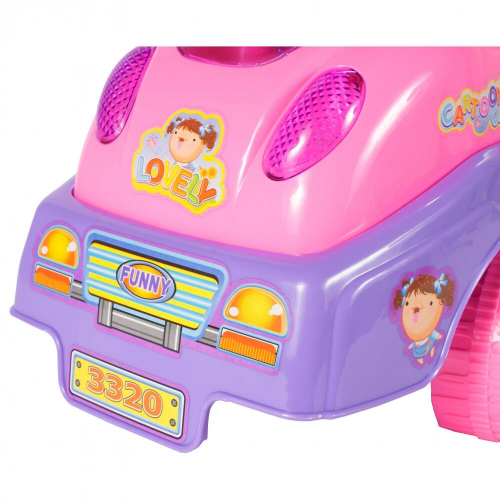 Masinuta fara pedale Ride-On Malplaycu Pink Butterfly cu 17 melodii, spatar inalt, spatiu depozitare, greutate maxima admisa 20 kg - 1 | YEO