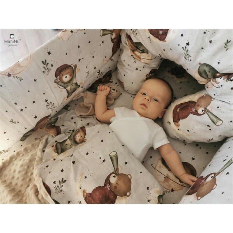 Cearceaf cu elastic MimiNu pentru patut 120X60 cm Teddy Bear On Moon - 3