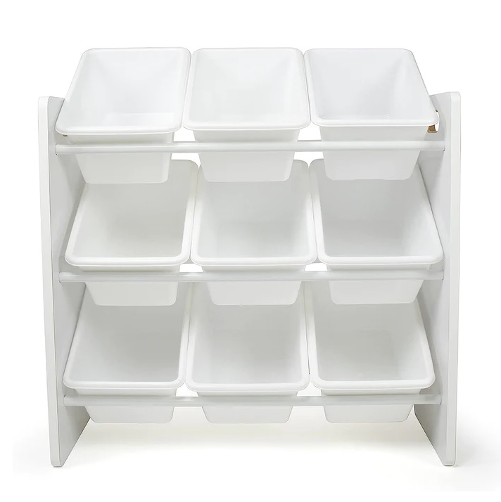 Organizator din lemn Ginger Home pentru jucarii cu 9 cutii din plastic Alb - 6