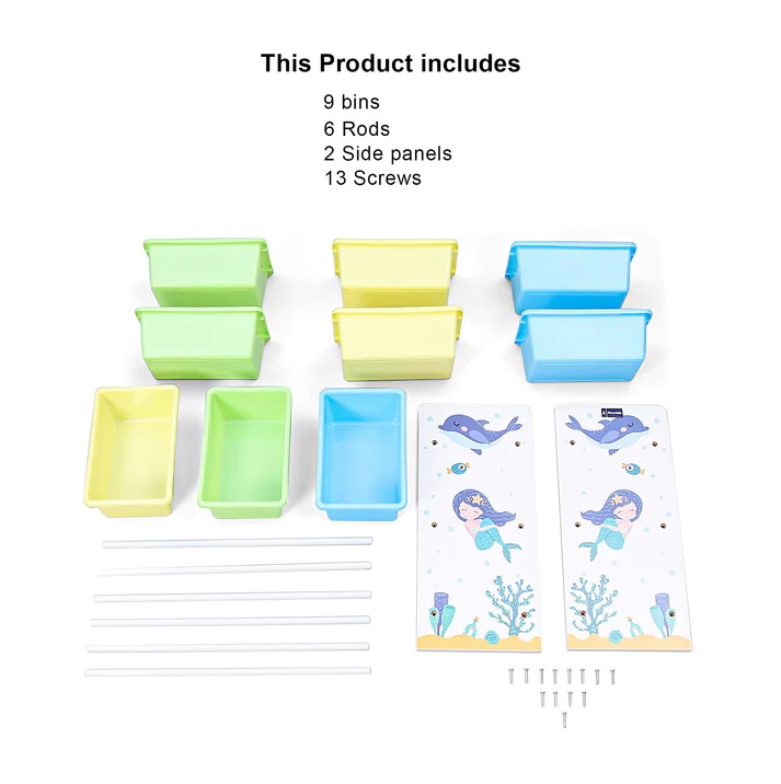 Organizator din lemn Ginger Home pentru jucarii cu 9 cutii din plastic Mermaid - 4