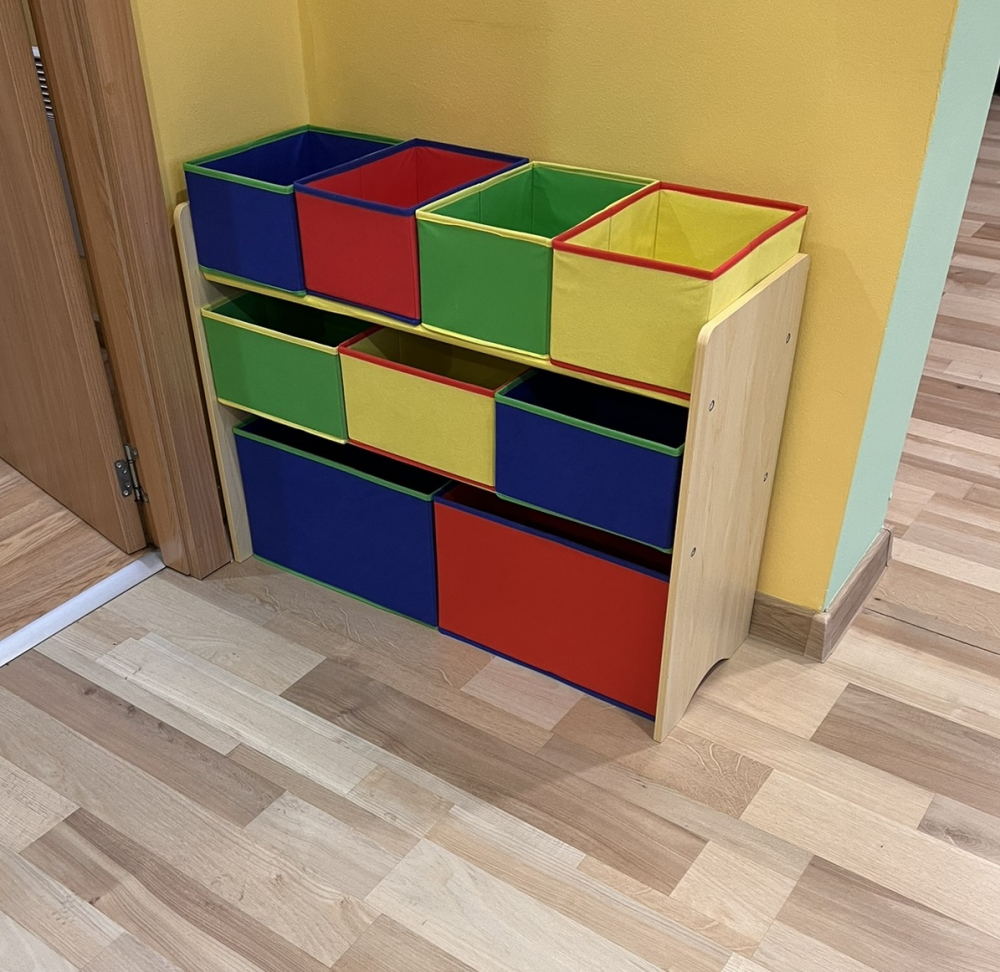 Organizator din lemn Ginger Home pentru jucarii cu 9 cutii textile Color - 1