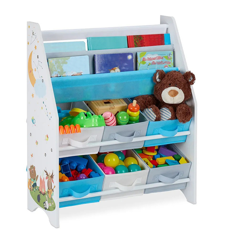 Organizator Din Lemn Ginger Home Pentru Jucarii Si Carti Cu 6 Cutii Forest