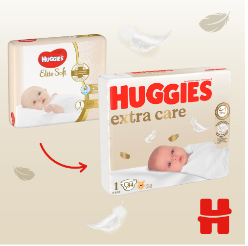 Pachet Scutece Huggies Extra Care 1 2-5 kg 168 buc - 2 | YEO