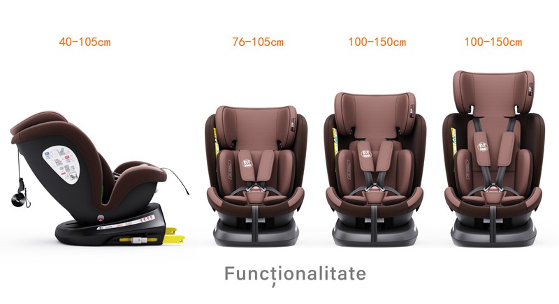 Scaun auto Tweety Plus Deluxe Buf Boof i-size rotativ 360 cu isofix 40-150 cm coffee - 6