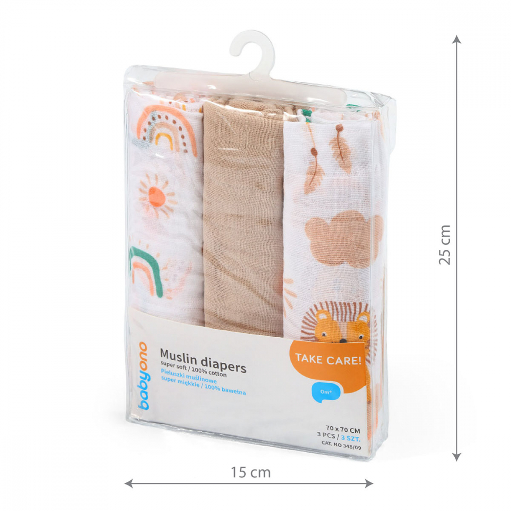 Scutece textile pentru bebelusi 3 buc BabyOno 08 - 3 | YEO