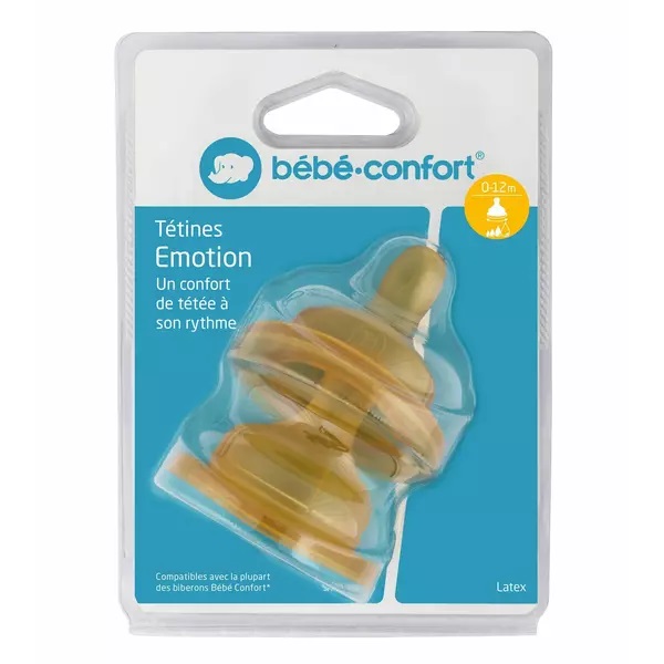 Set 2 tetine latex Bebe Confort Emotion S1 0-12 luni