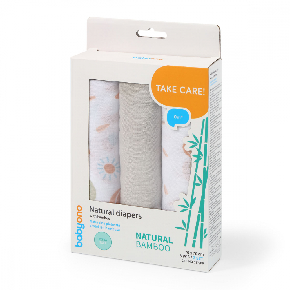 Set 3 scutece din bumbac si bambus Baby Ono Bamboo 09 gri - 4