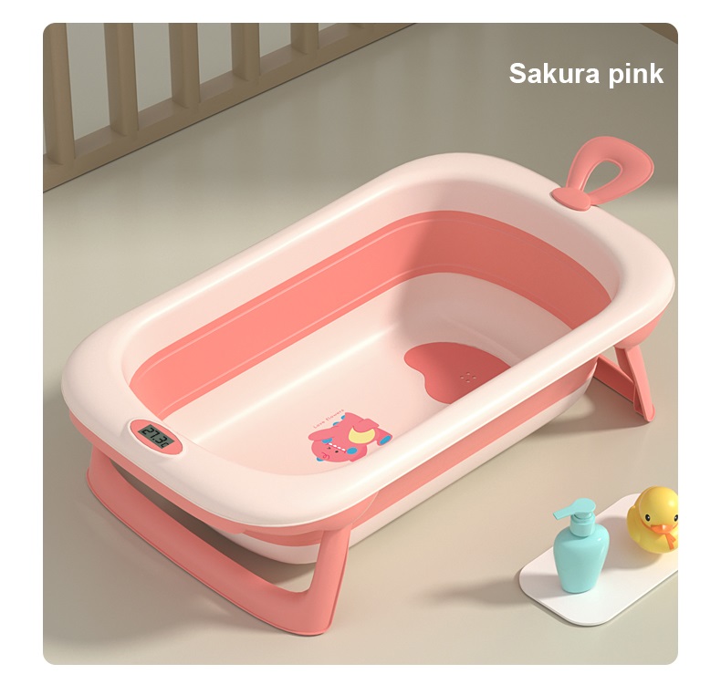 Set cadita pliabila Little Mom cu termometru incorporat si hamac Dino Pink - 1 | YEO