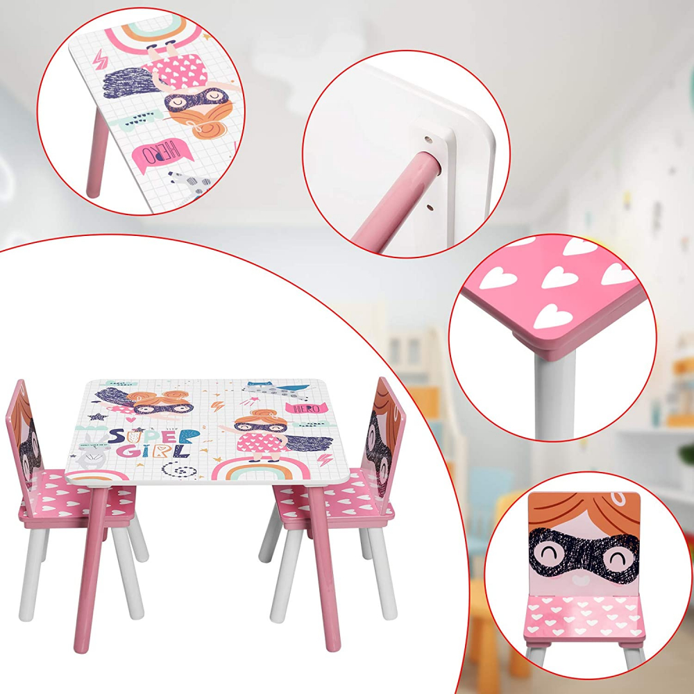 Set masuta cu 2 scaunele din lemn Ginger Home Super Girl - 4