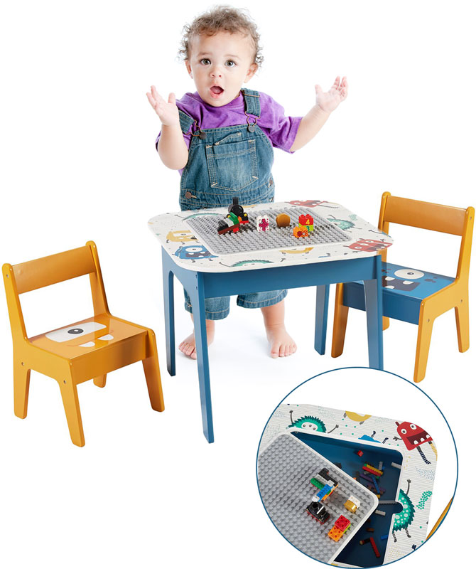 Poze Set masuta cu placa pentru LEGO si 2 scaunele din lemn Ginger Home Ghosts nichiduta.ro 