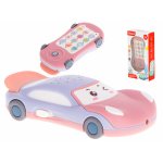 Jucarie interactiva cu proiector si melodii in engleza Car Phone Pink