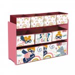 Organizator din lemn Ginger Home pentru jucarii cu 9 cutii textile Super Girl