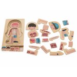 Puzzle din lemn stratificat pentru copii Anatomie Baietel 28 piese