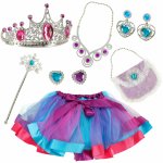 Set Costum de regina cu 9 elemente 3-7 ani albastru/roz