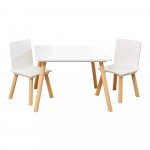 Set masuta cu 2 scaunele din lemn Ginger Home Alb/Natur