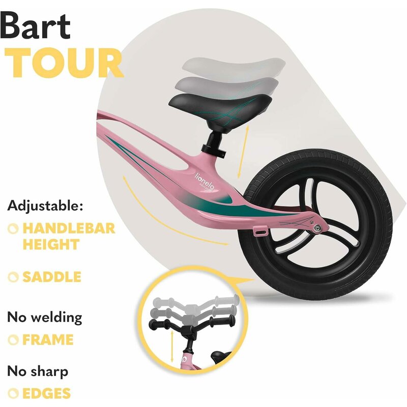 Bicicleta Usoara Lionelo Bart Tour Fara Pedale Pink Bubblegum