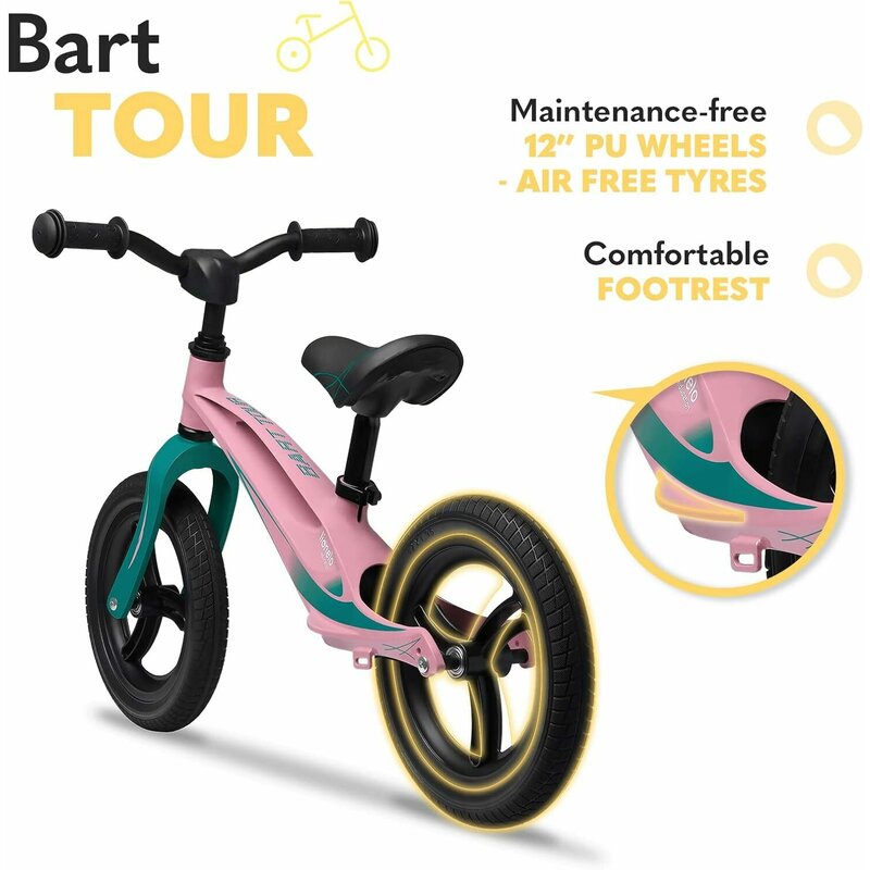 Bicicleta usoara Lionelo Bart Tour fara pedale Pink Bubblegum - 2