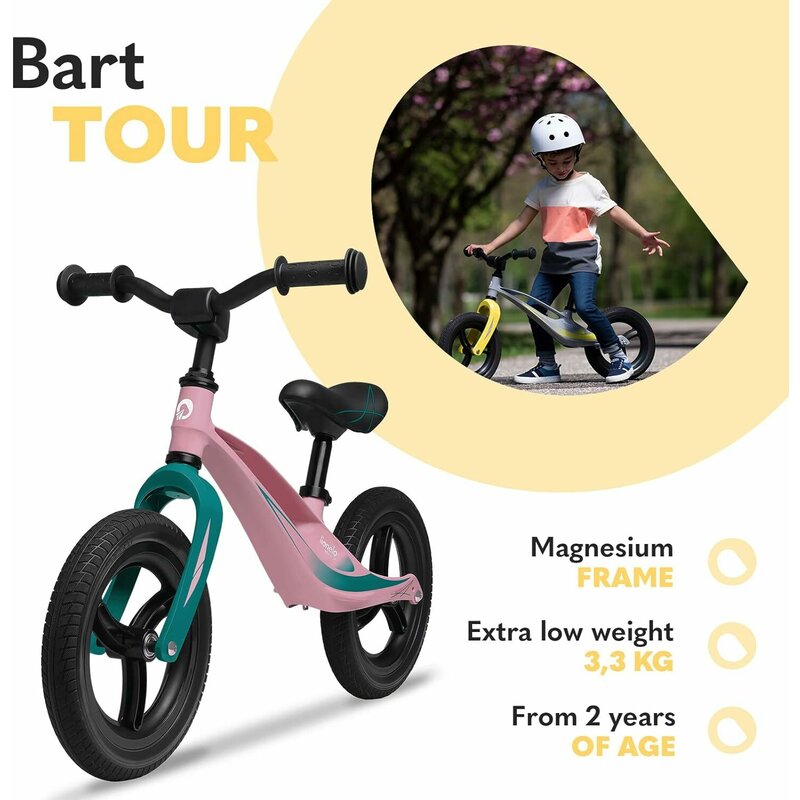 Bicicleta usoara Lionelo Bart Tour fara pedale Pink Bubblegum - 3