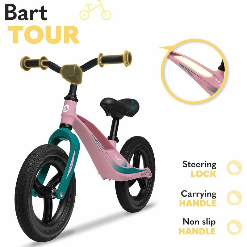 Bicicleta usoara Lionelo Bart Tour fara pedale Pink Bubblegum - 5