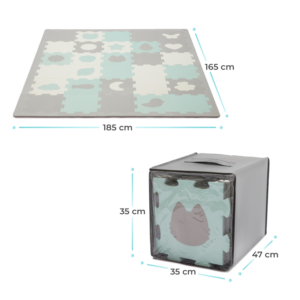 Covoras de joaca Kinderkraft Luno shapes puzzle 3D din spuma mint - 4