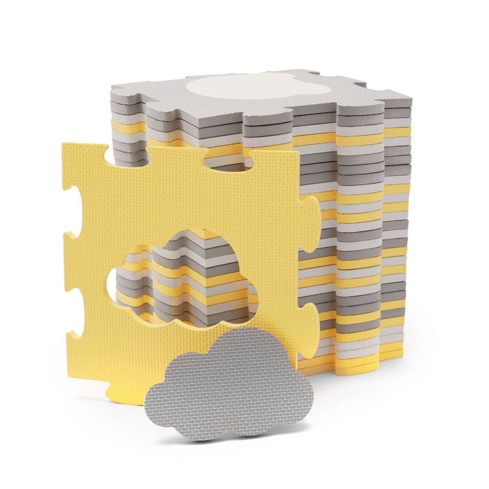 Covoras de joaca Kinderkraft Luno shapes puzzle 3D din spuma yellow - 2