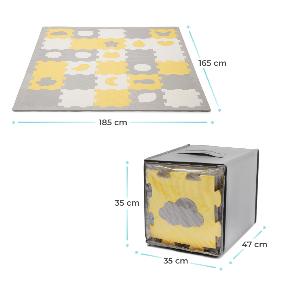 Covoras de joaca Kinderkraft Luno shapes puzzle 3D din spuma yellow - 4