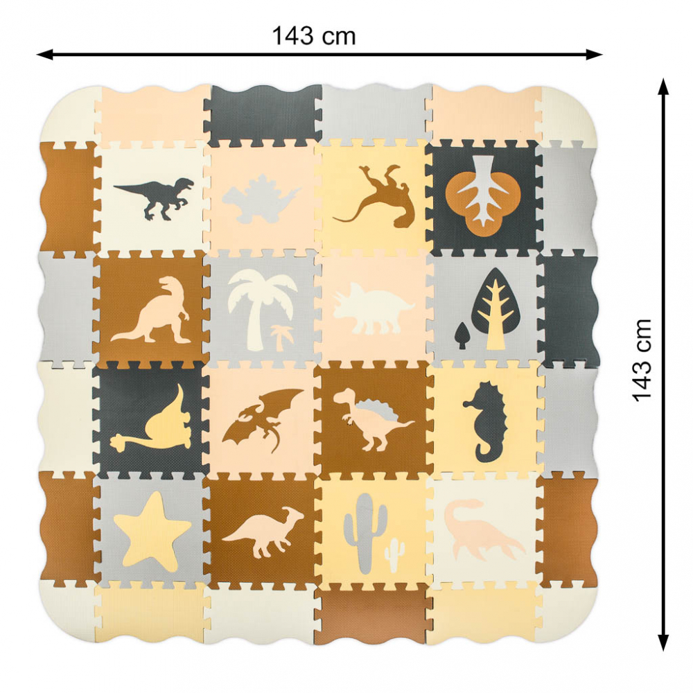 Covoras puzzle din spuma pentru copii Dinozaurs, cu 36 piese, dimensiune 143 x 143 cm - 9
