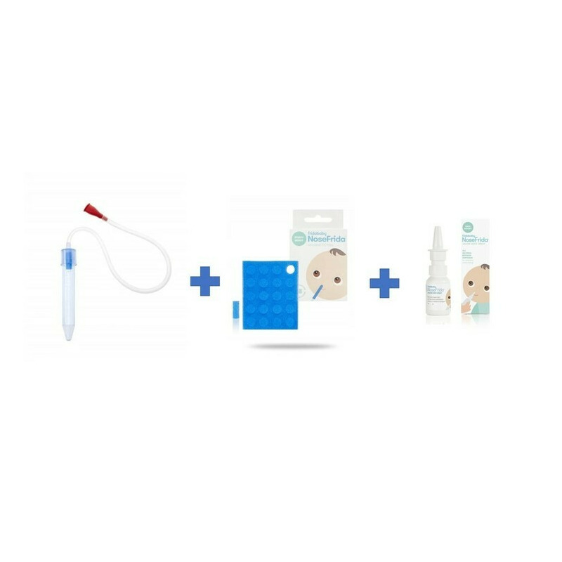 Kit aspirator nazal 3 in 1 FridaBaby cu spray cu apa de mare si 10 filtre igienice transparent - 1 | YEO