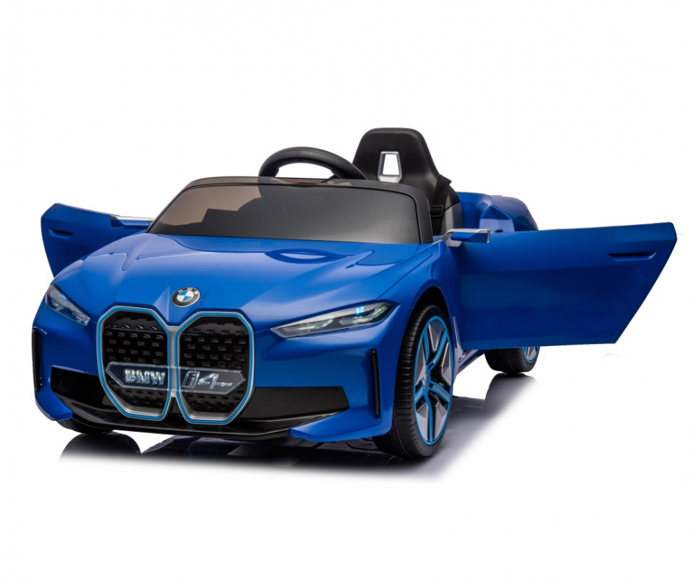 Masinuta electrica 12V cu scaun piele si roti EVA BMW I4 Blue