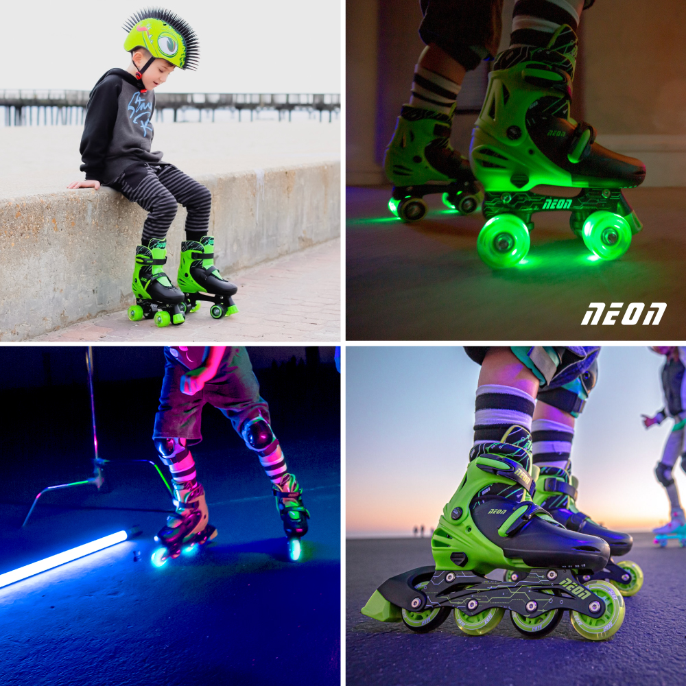 Role 2 in 1 Neon Combo Skates marime 30-33 Green - 3