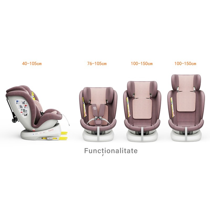 Scaun Auto Tweety Plus Deluxe Buf Boof i-size rotativ 360 cu Isofix 40-150 cm LightPurple - 3