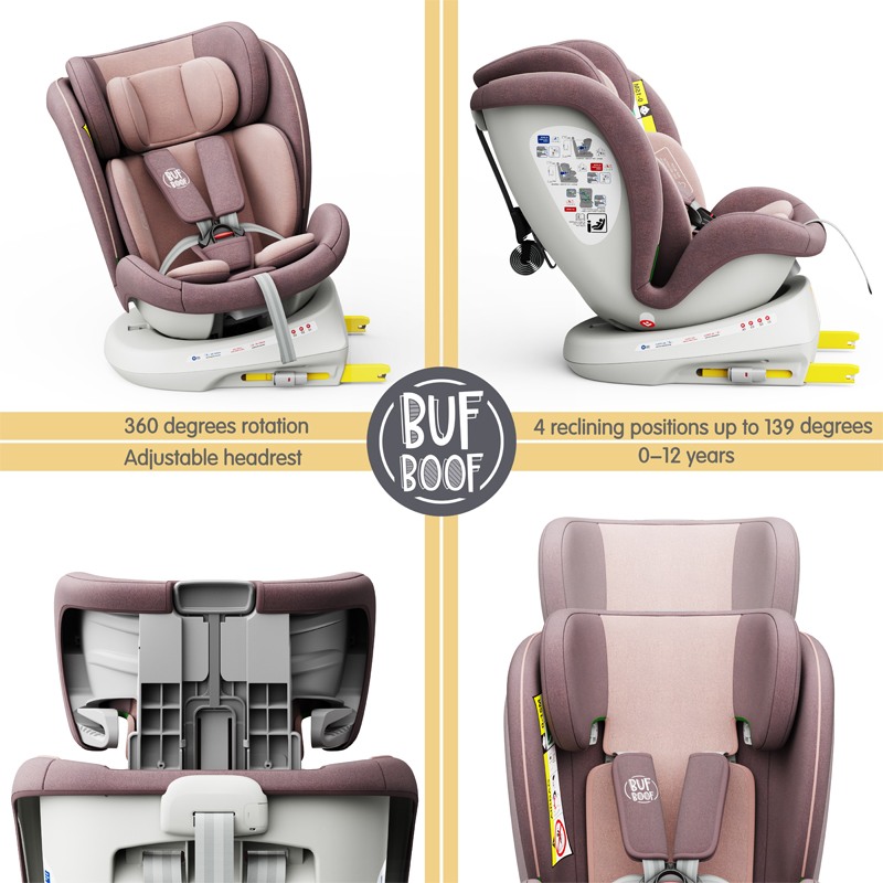 Scaun Auto Tweety Plus Deluxe Buf Boof i-size rotativ 360 cu Isofix 40-150 cm LightPurple - 4