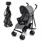 Carucior sport Kinderkraft Tik tip umbrela stone grey, spatar reglabil, pozitie somn, suport pentru picioare, roti din spuma Eva, greutate redusa 6,5 kg