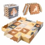 Covoras puzzle din spuma pentru copii Dinozaurs, cu 36 piese, dimensiune 143 x 143 cm