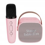 Microfon karaoke copii/adulti SMART TabbyBoo MK1 cu difuzor separat microfon wireless portabil MP3 microSD card bluetooth pink