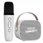 Microfon karaoke copii/adulti SMART TabbyBoo MK1 cu difuzor separat microfon wireless portabil MP3 microSD card bluetooth white