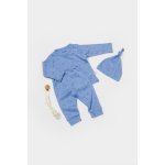 Set 3 piese bluza pantaloni si caciulita Printed BabyCosy 50% modal+50% bumbac Lavanda 6-9 luni