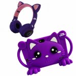 Set tableta copii SMART TabbyBoo Kitty Fun 2023 64GB 4GB RAM Android 12 cu control parental Wi-Fi cu casti audio purple