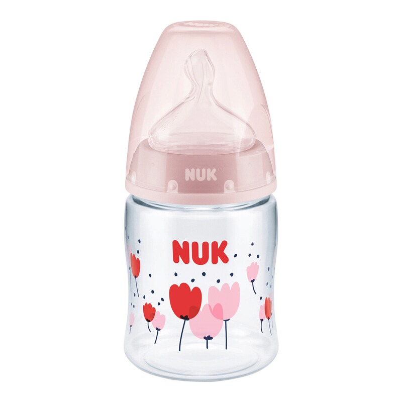 Biberon Nuk First Choice Plus control temperatura 150 ml cu tetina din silicon M 0-6 luni Lalele - 1 | YEO