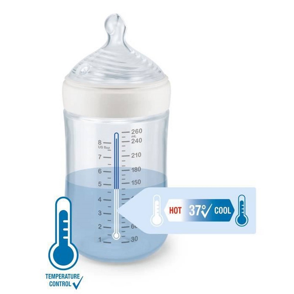 Biberon Nuk First Choice Plus control temperatura 150 ml cu tetina din silicon M 0-6 luni Lalele