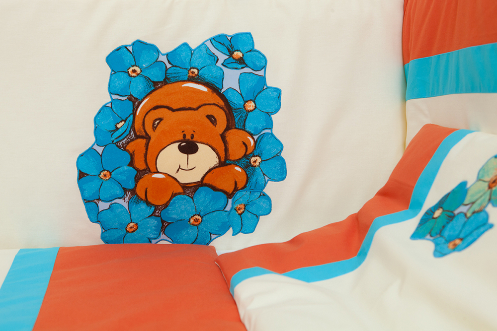 Lenjerie de pat copii KidsDecor Ursulet in flori 120 x 60 cm - 1