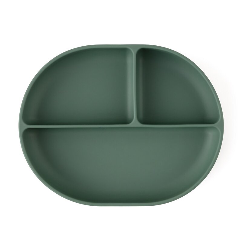 Farfurie compartimentata PetiteMars ovala cu ventuza si 3 compartimente TakeMatch verde nichiduta.ro imagine noua responsabilitatesociala.ro